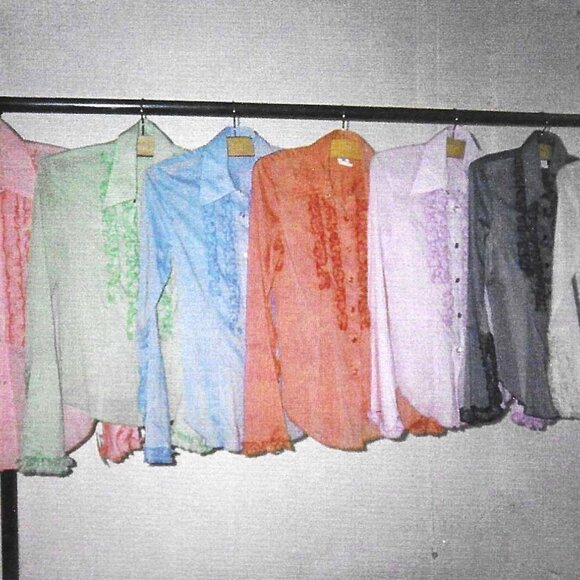 Anna Huling Cream-Colored, Stretch Silk "Romantic Ruffle" Blouse. - Picture 15 of 16